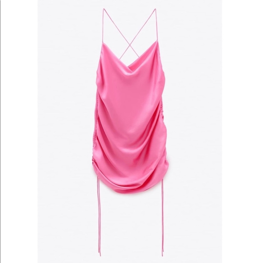 Zara mini slip dress hot pink